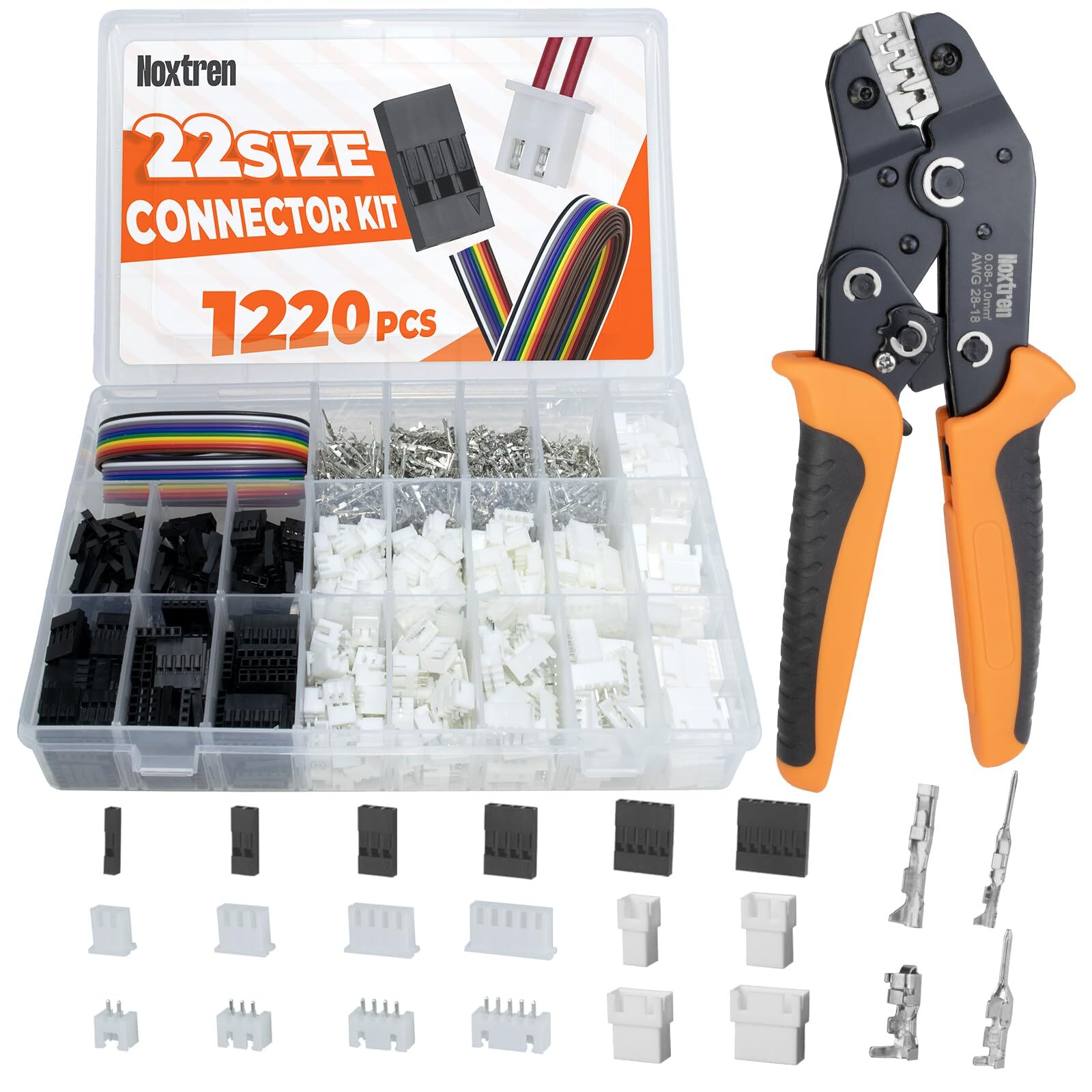 Crimping Tool Connector Kit for JST-XH 2.5mm 28-18 AWG Ratcheting Crimper
