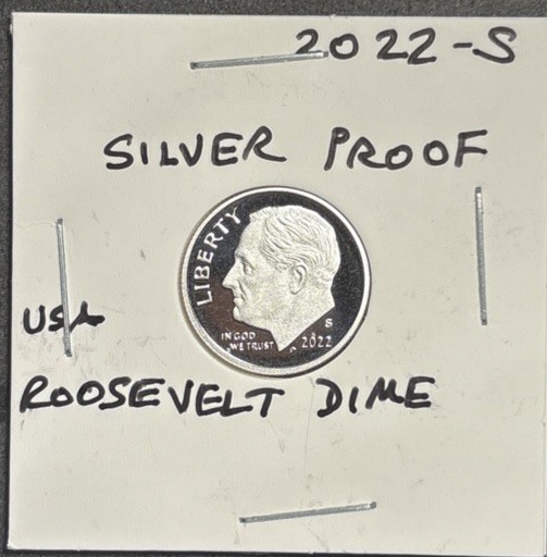 2022-S 99.9% SILVER PROOF ROOSEVELT DIME DEEP CAMEO .999