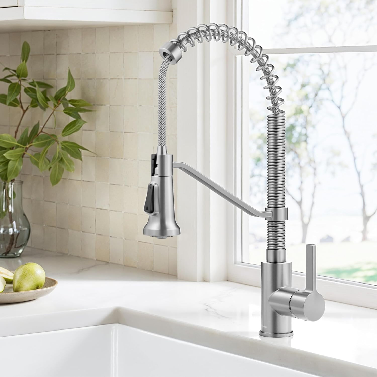 KRAUS Britt Spot-Free Stainless Steel 2-Function Pull-Down Kitchen Faucet