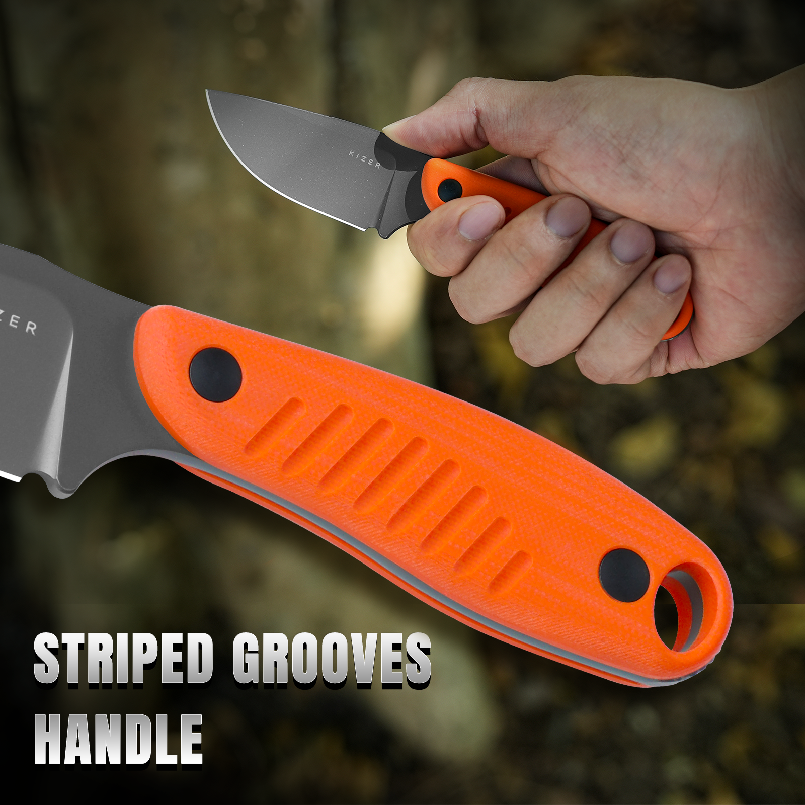 Kizer Clip point Fixed Blade Knife Hare Nitro-V/D2 Steel G10 Handle With Sheath