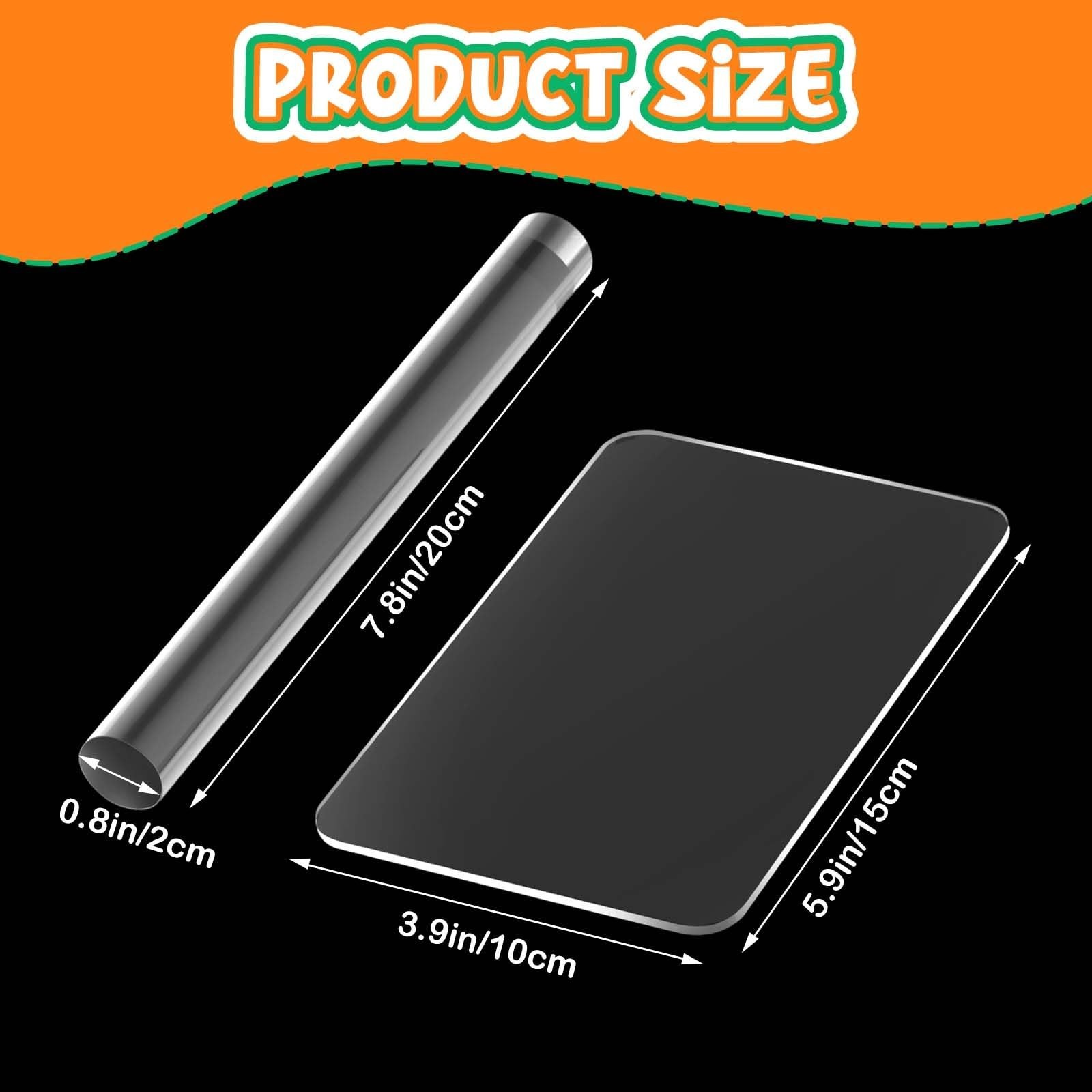 Acrylic Clay Roller and Acrylic Sheet for Polymer Clay Rolling Pin with Clear...
