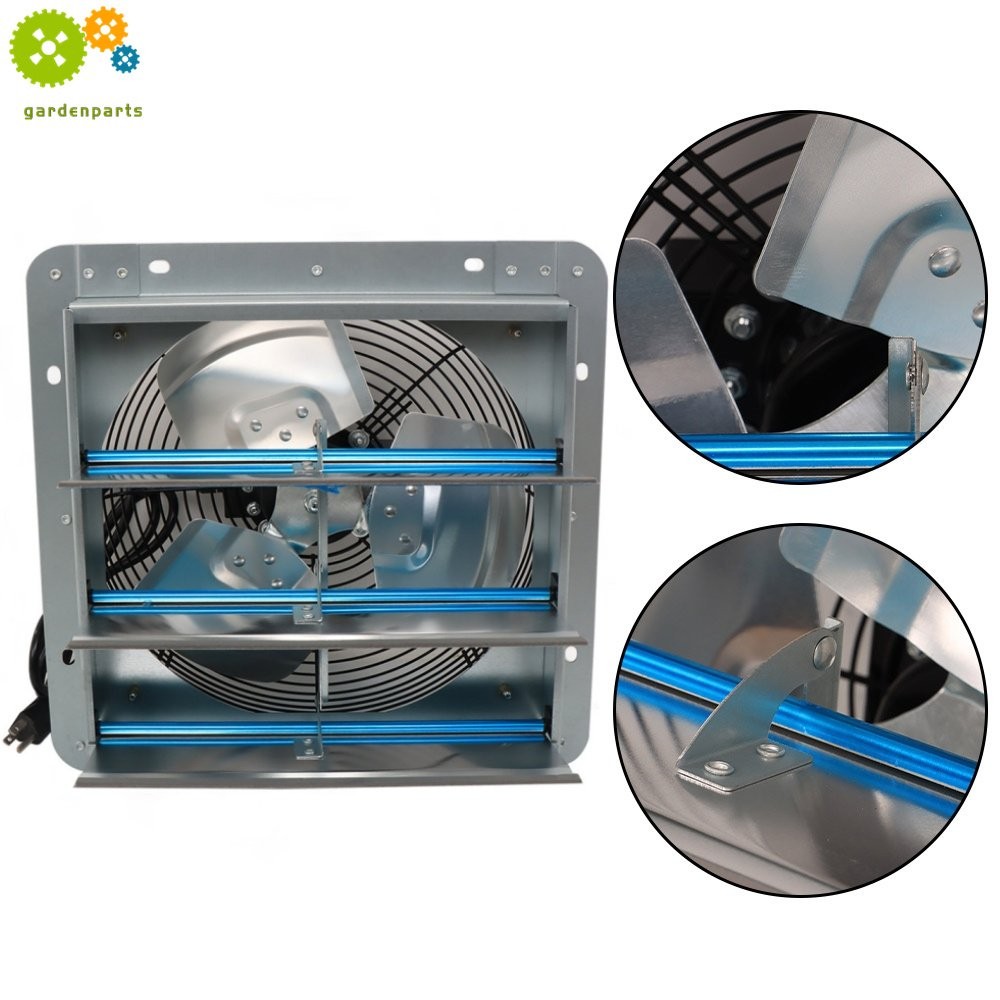 Wall Mounted With 1.65 Meters Power Cord Kit Aluminum Shutter Exhaust Fan 12"