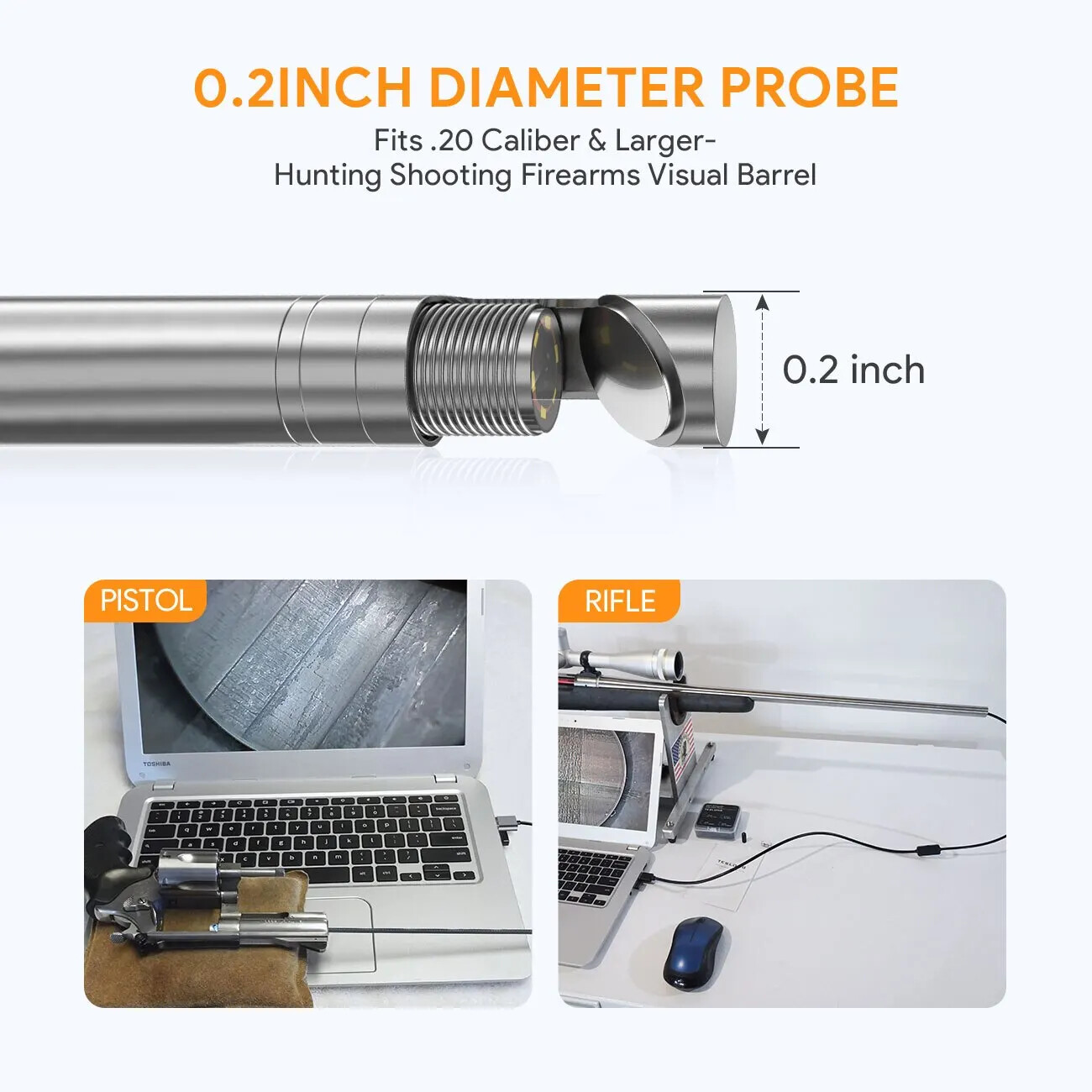 Lens Rifle Borescope Camera 45-inch Flexible Probe Visual Barrel Inspection Tool
