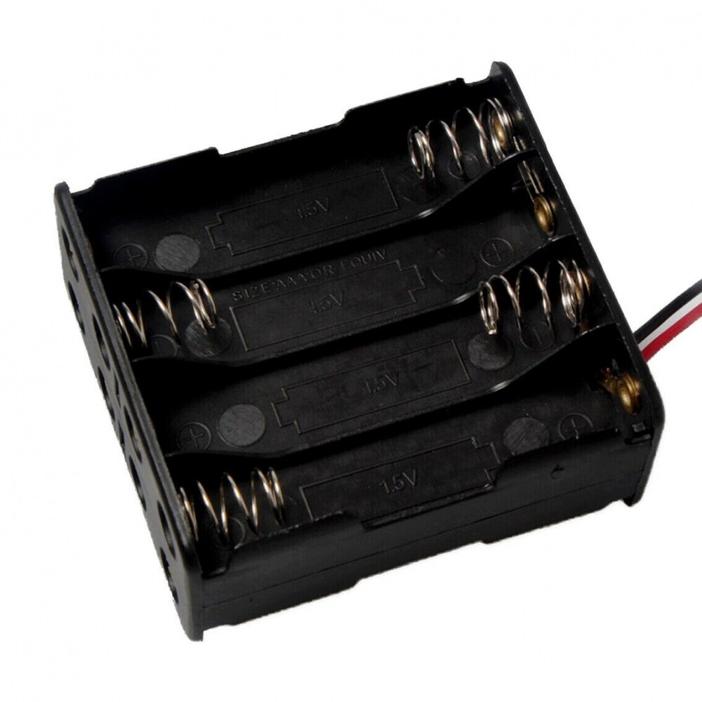 2x 8-AAA Battery Holder Case Spring Plastic Box Tow Layers Stacked Wires DC 12V