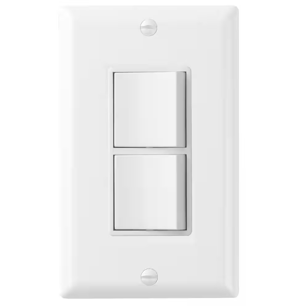 Decora 15 Amp 2 Single Pole Rocker Light Switch, Wall Plate Included, UL Listed
