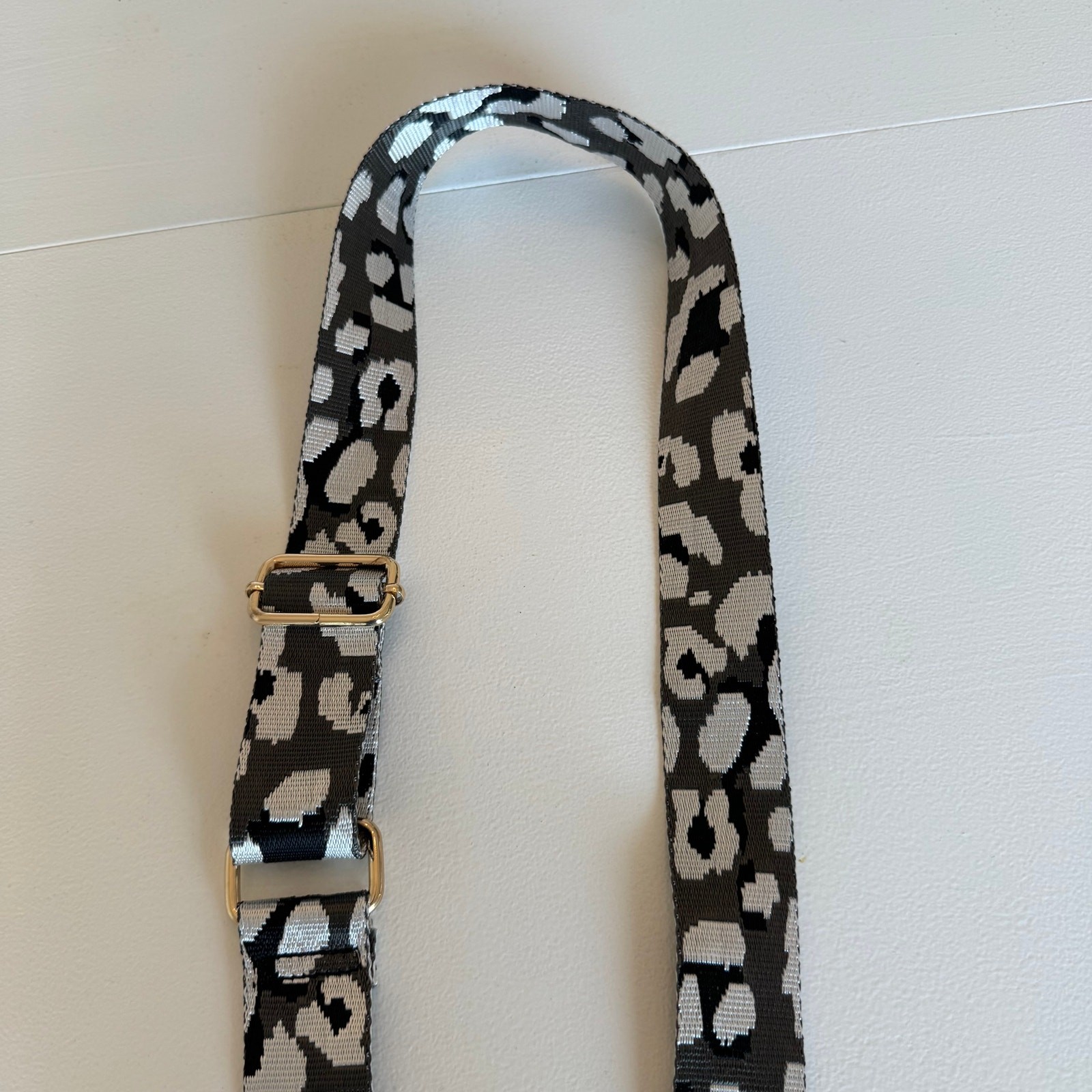 Black White Leopard Print Adjustable Crossbody Strap for Purse 1.5"