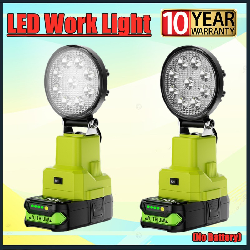 6000K LED Work Light Flashlight For Ryobi 18v Light 2100LM Spotlight Light 27W