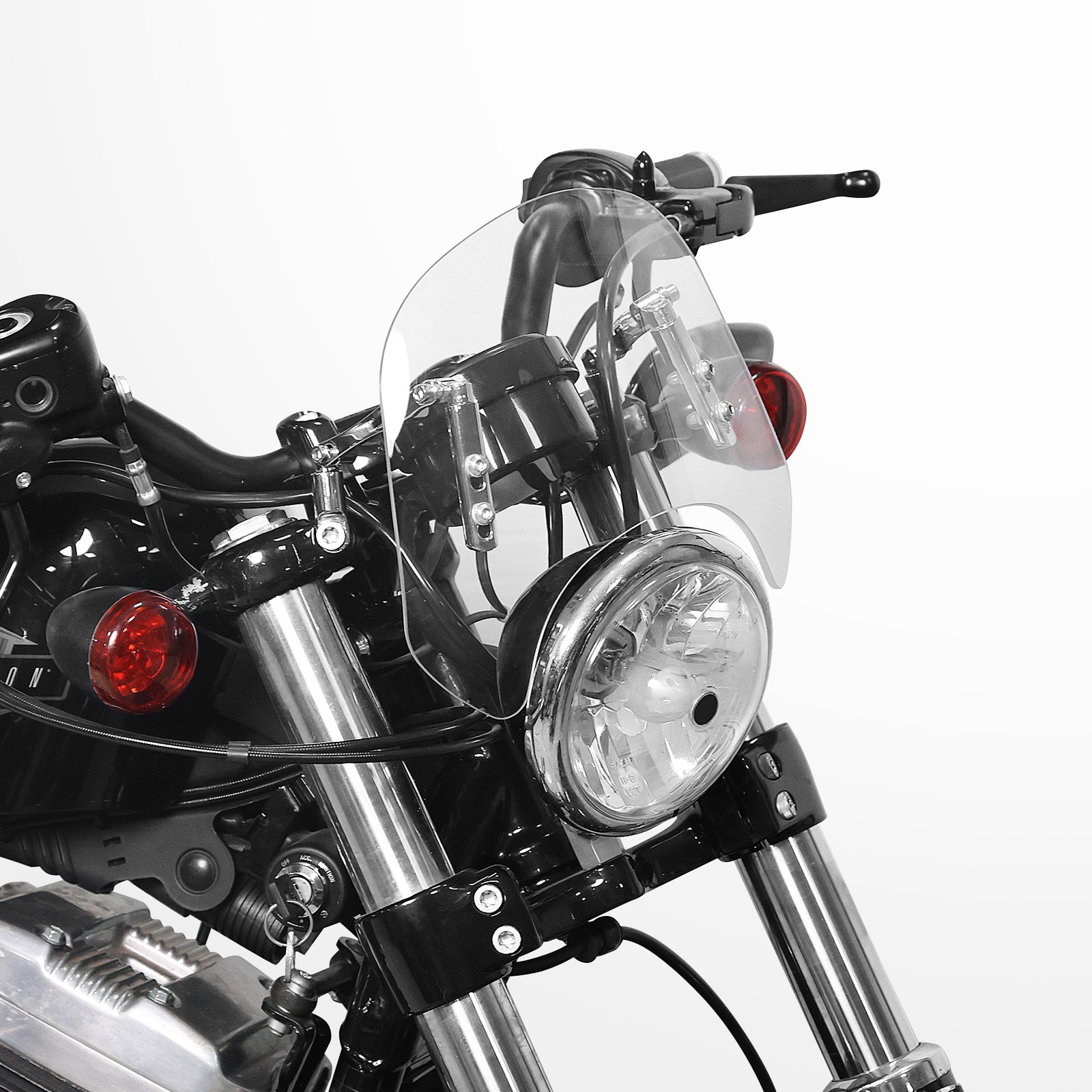 Universal Motorcycle Windshield Windscreen Clear Fit For 5''-7'' Round Headlight