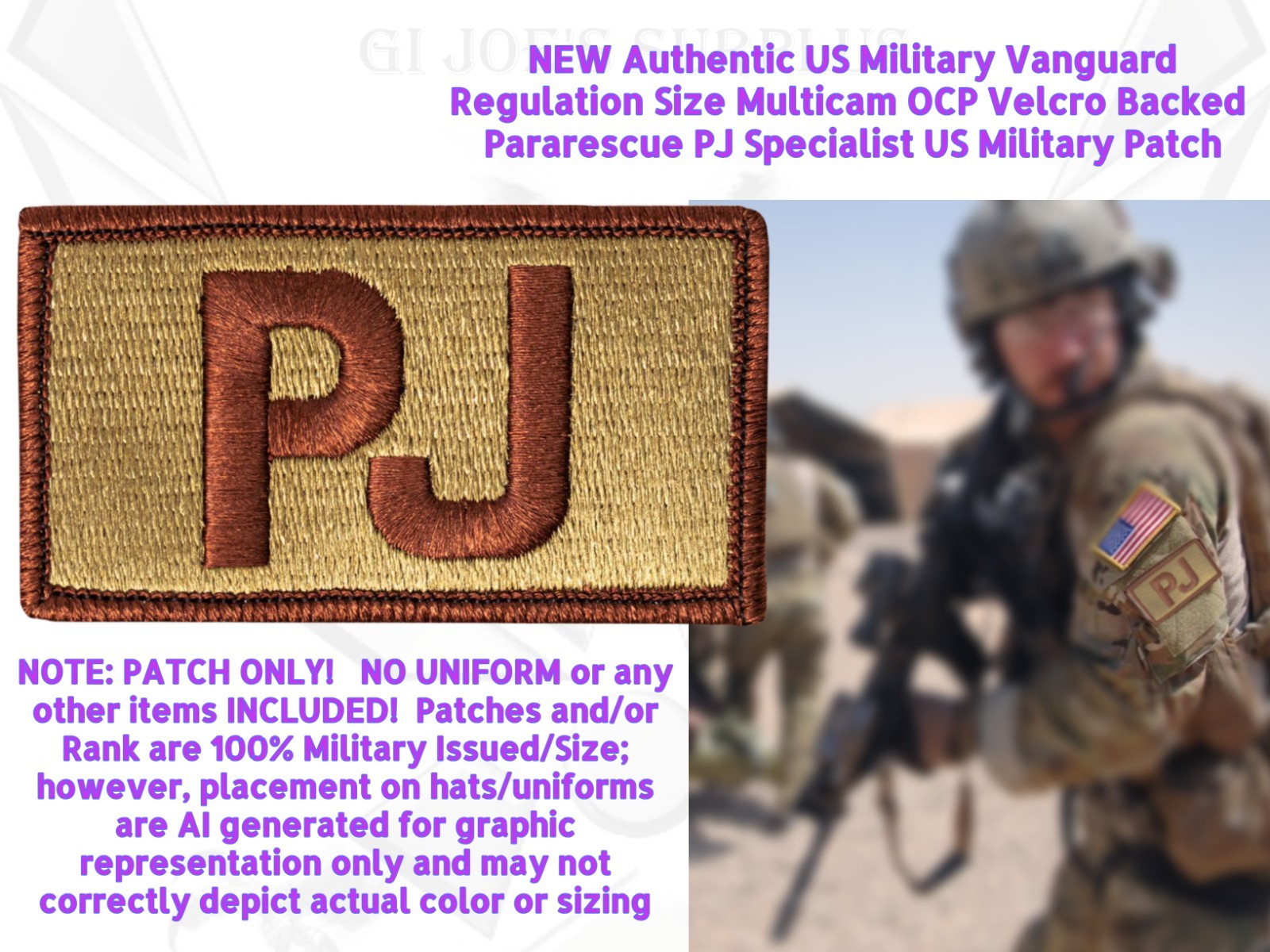 1 NEW USAF Pararescue PJ Specialist OCP Velcro® Patch 4D4