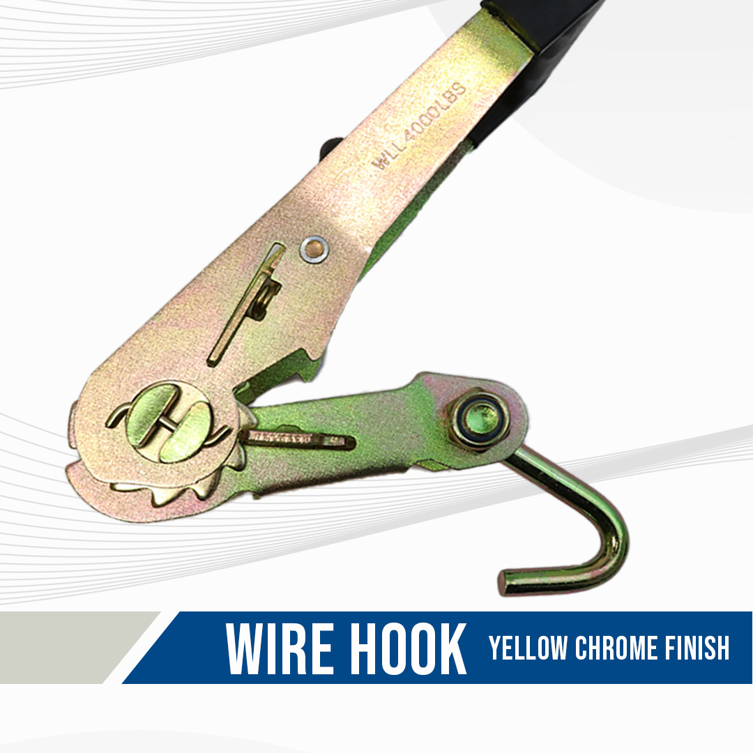 Ratchet Buckle with Wire Hook, Double Locking Ratchet Towing 4 Pack Tie Down