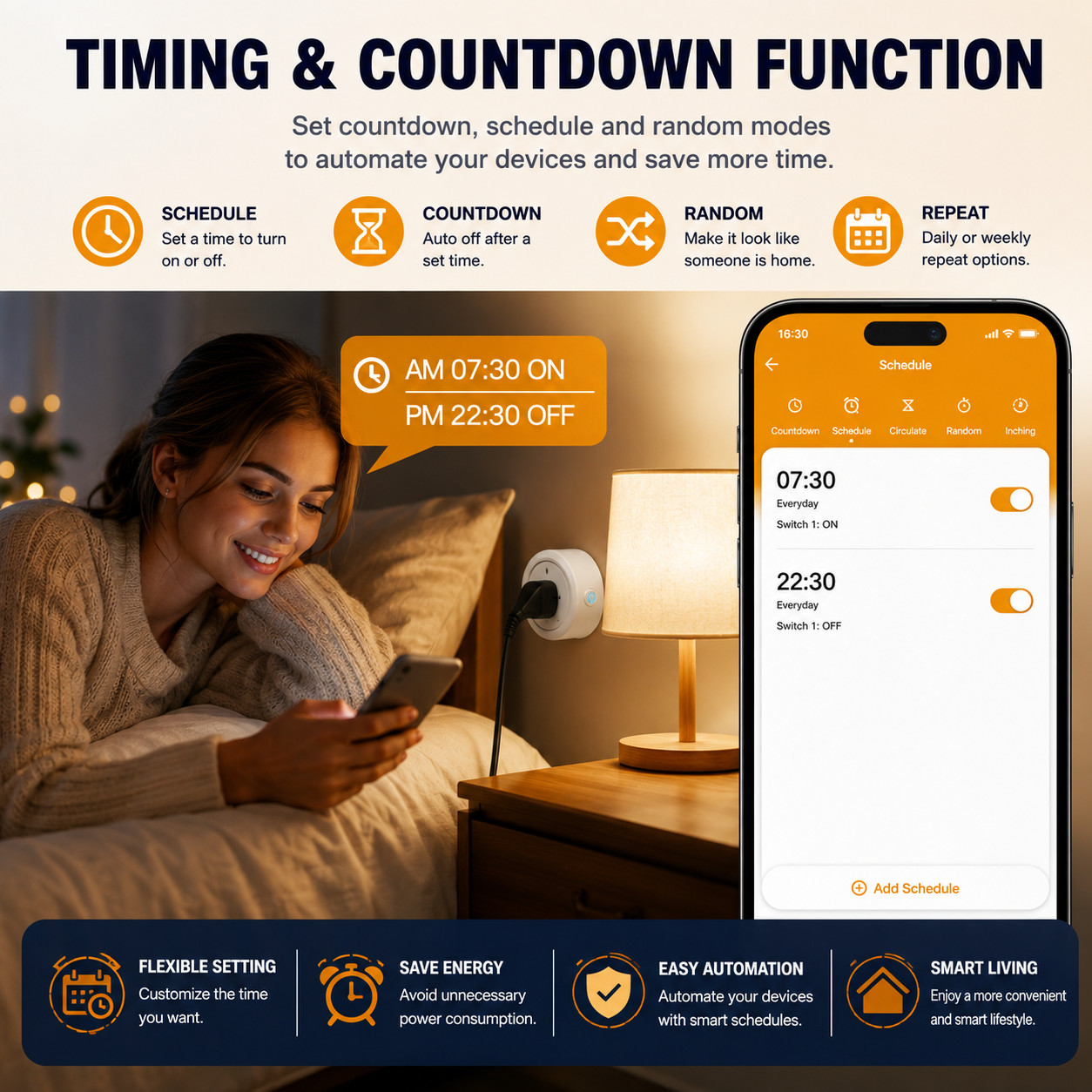 WiFi Smart Plug 20A, Power US Outlet Timer Work with Alexa & Google Assistant