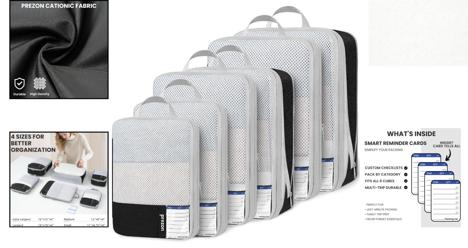 Durable Travel Packing Cubes - 6-Piece Set for Effortless Packing Efficiency