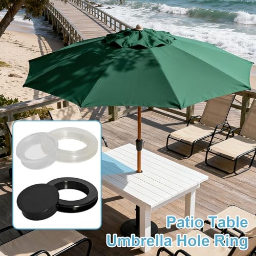 2 Sets 2" Standard Umbrella Hole Ring Plug & Cap Set, 2 Sets Translucent