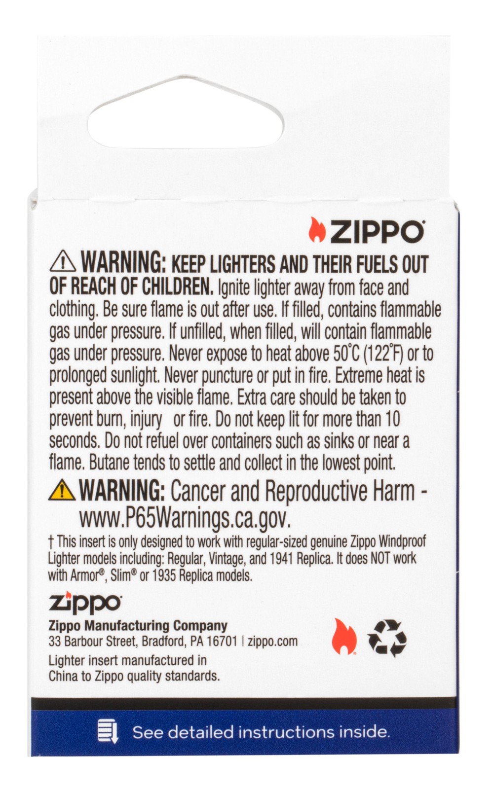 Zippo Double Torch Butane Lighter Insert, Box Pack #65851
