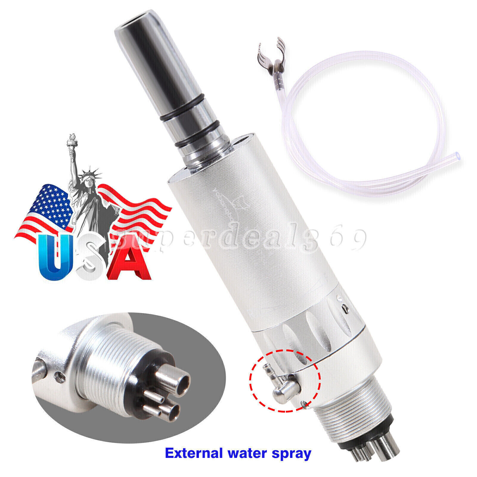 Dental Low Speed Handpiece Straight Nosecone Air Motor 4 holes Inner/External EP