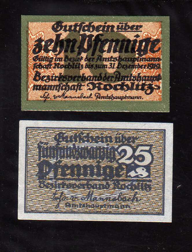 ROCHLITZ   - GERMANY NOTGELD  -   10, 25 PFENNIG