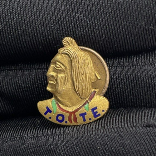 Improved Order of Red Men Screwback Lapel Pin Enamel TOTE Indian Feather