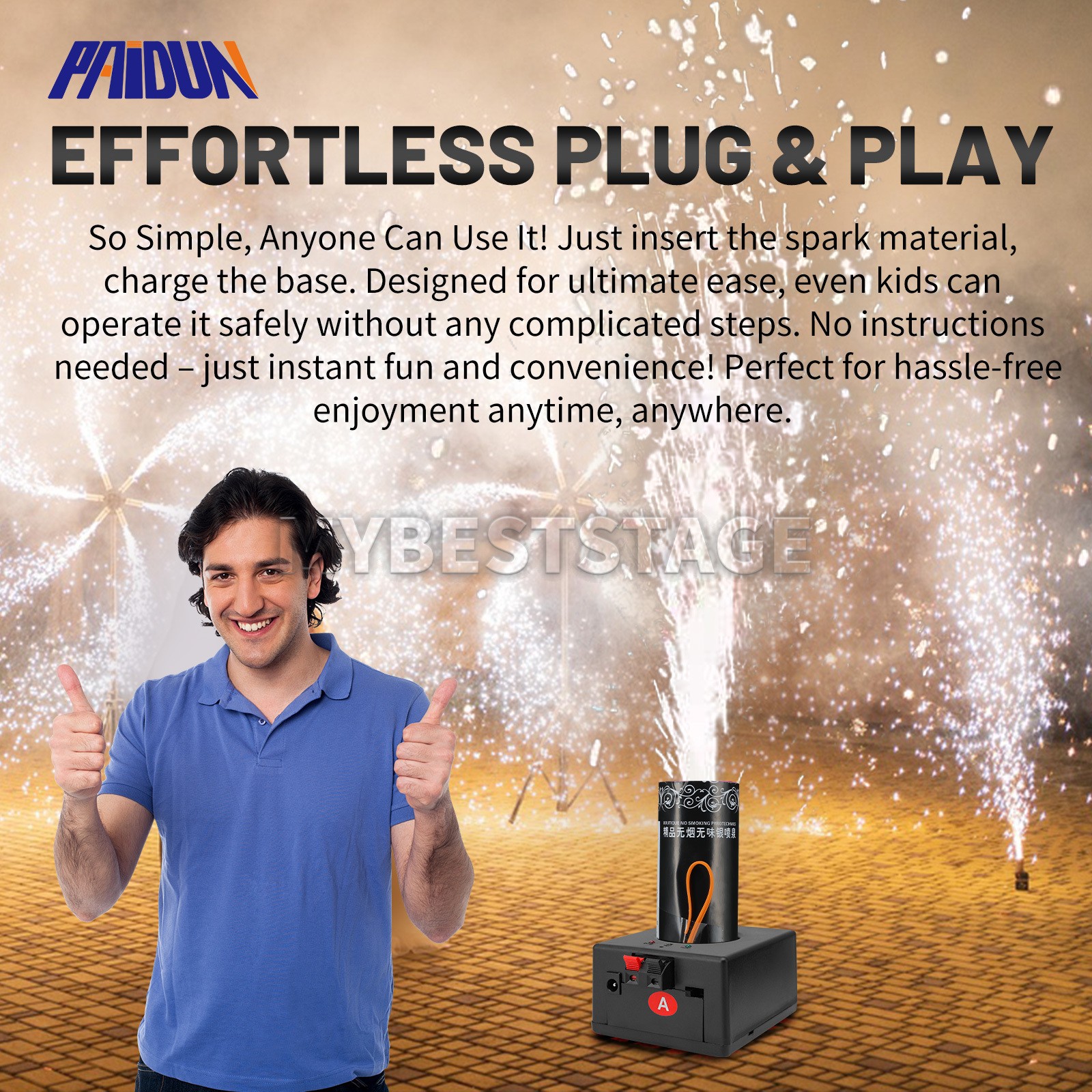 PAIDUN 8 Pack Cold Spark Machine Base Kit With Remote Control For Wedding Party