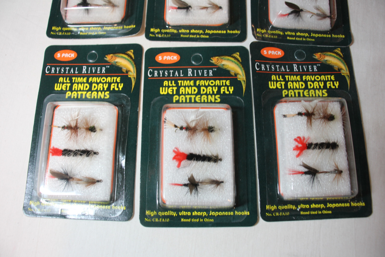 CRYSTAL RIVER Wet & Dry Fly fishing Lure Favorite Assortment  Lot of 6 NIP