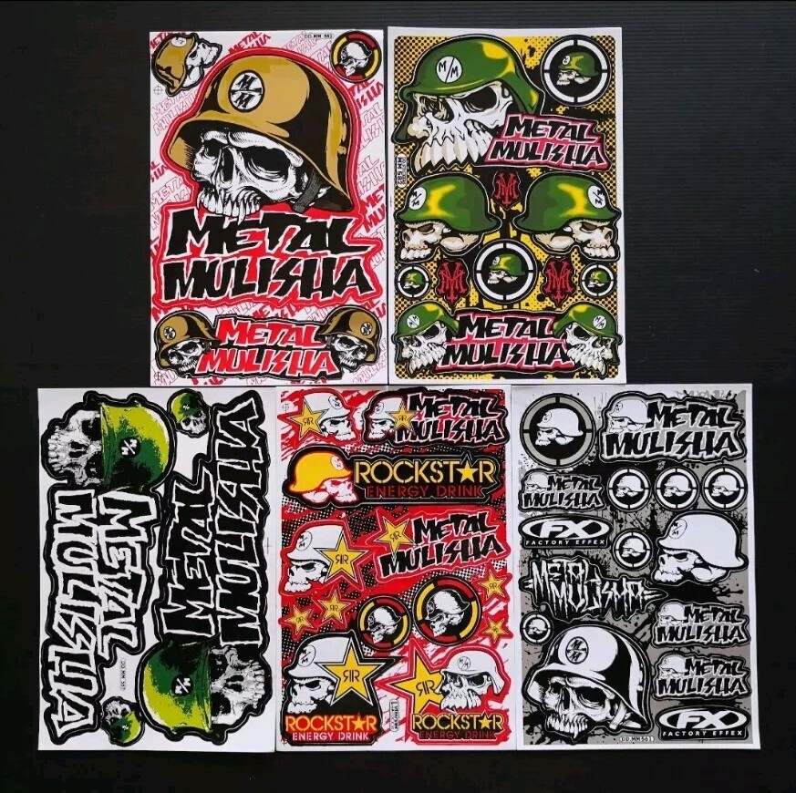 5 Metal Mulisha Sheets Stickers Motorcycle  ATV Racing Dirt Bike Helmet Decal