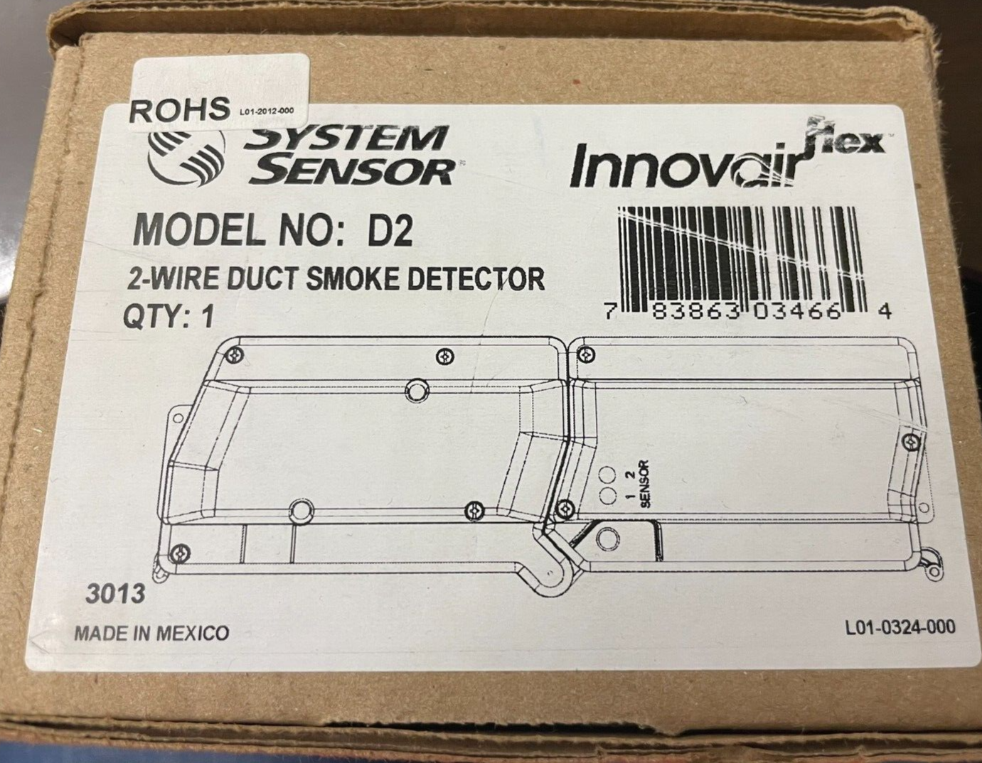 System Sensor D2 2-Wire Photoelectric Duct Smoke Detector