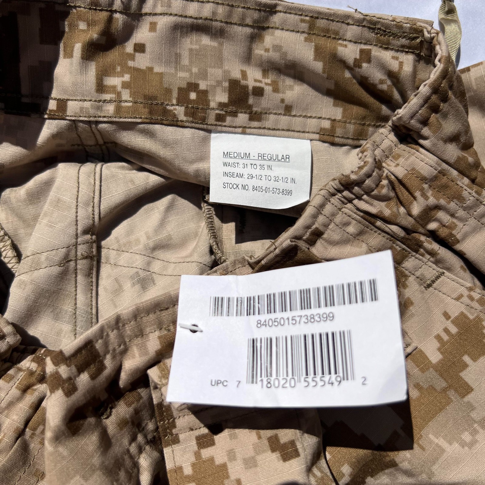 NEW US NAVY NWU Type II AOR1 desert Pants size MR Medium Regular