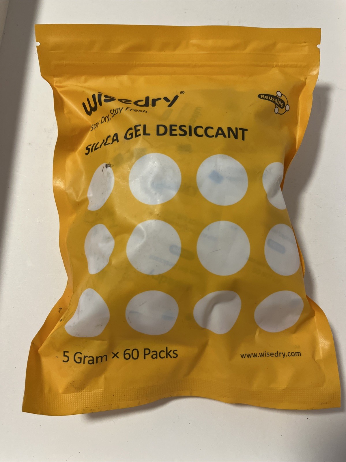 wisedry 50 Gram [6PACKS] Rechargeable Silica Gel Desiccant 50 Grams, White