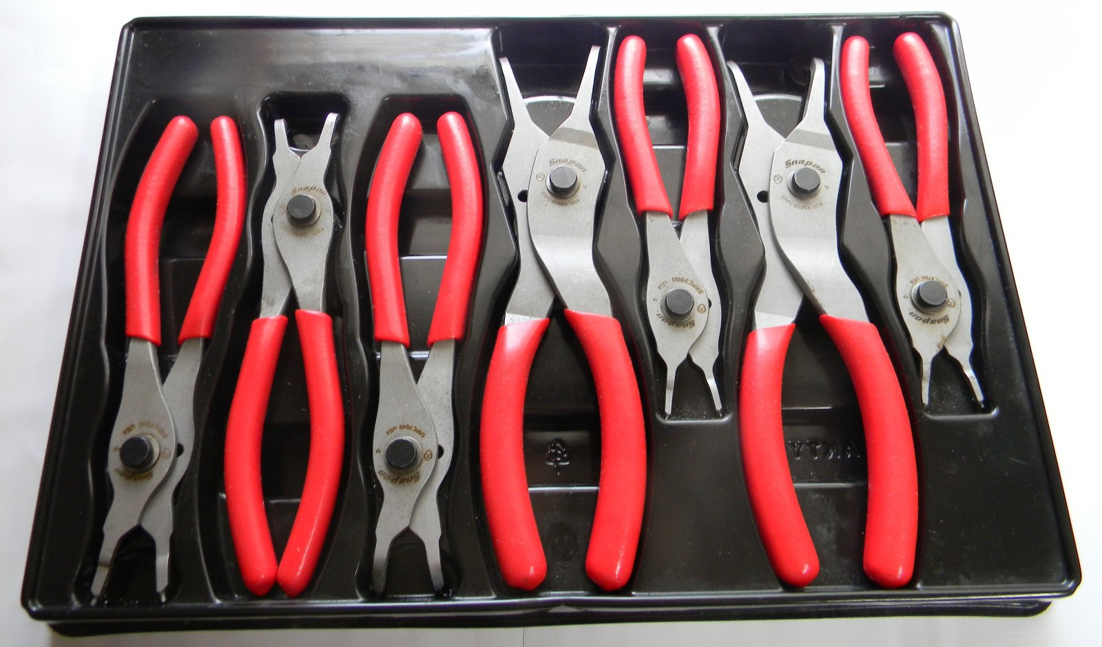 SNAP-ON 7PC RED VINYL GRIP SNAP RING PLIER SET #SRPC107 MADE IN THE USA