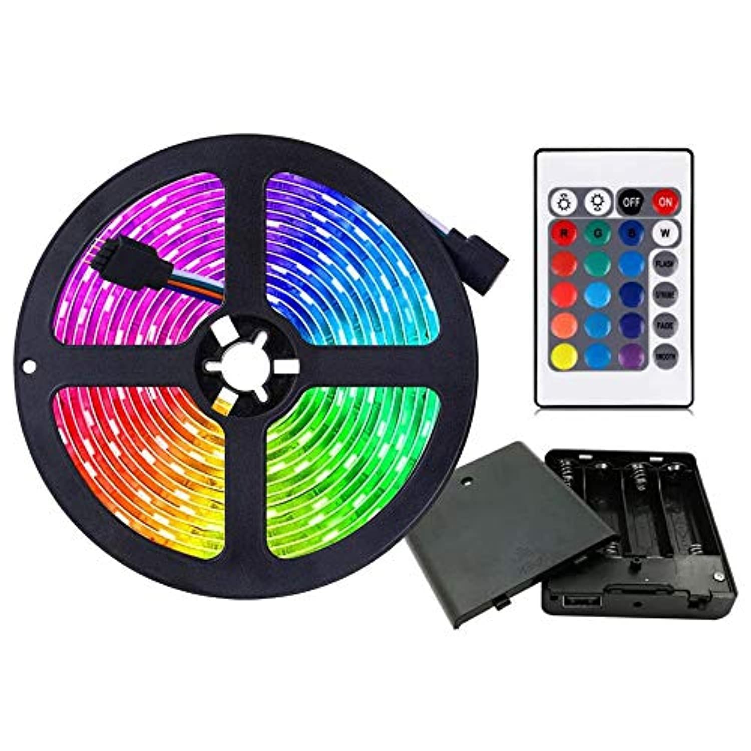 Battery Powered LED Strip Lights, 9.8Ft 24-Keys Remote Controlled, DIY Indoor an