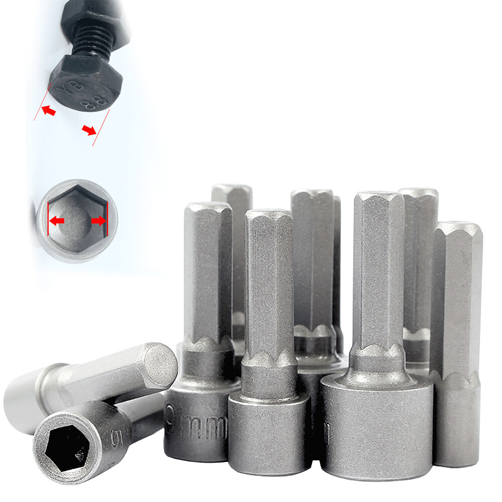 No Magnetic Hex Nut Driver Socket Wrench 1/4" Impact Drill Bit 36mmx 4mm to 1/2"