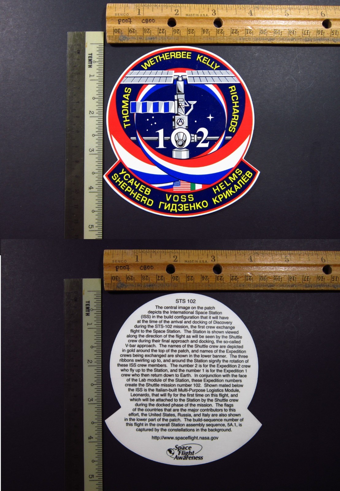 NASA Expedition 2 Russia Sticker STS-102 Discovery Space Shuttle Crew Vtg Orig