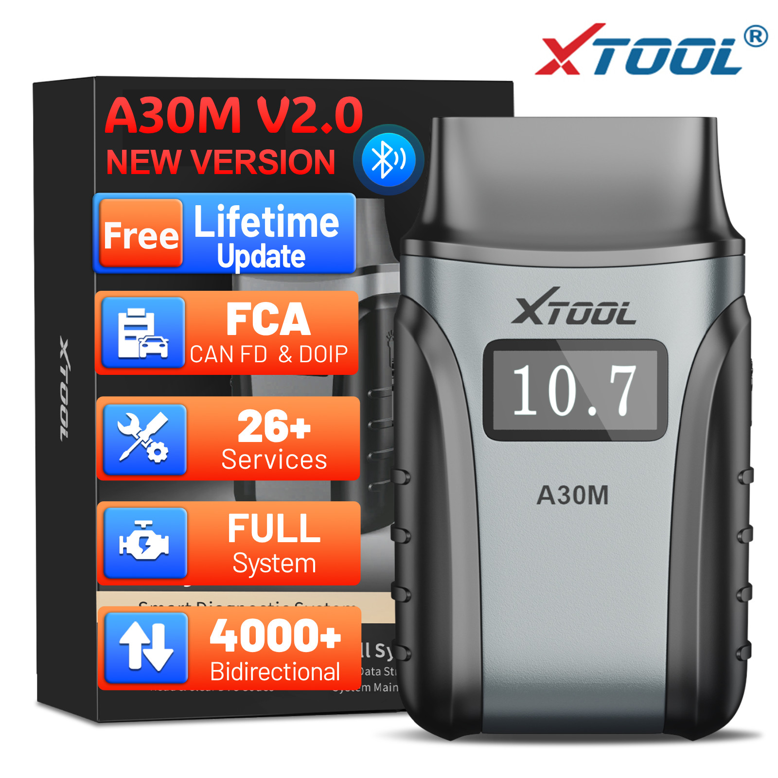 XTOOL A30M V2.0 OBD2 Scanner Wireless Bidirectional All System Diagnostic Tool