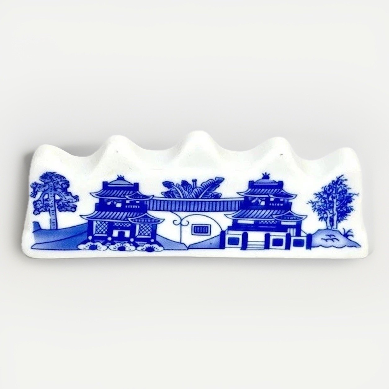 Blue and White Porcelain Brush Pen Rest Holder Chinese Calligraphy Art