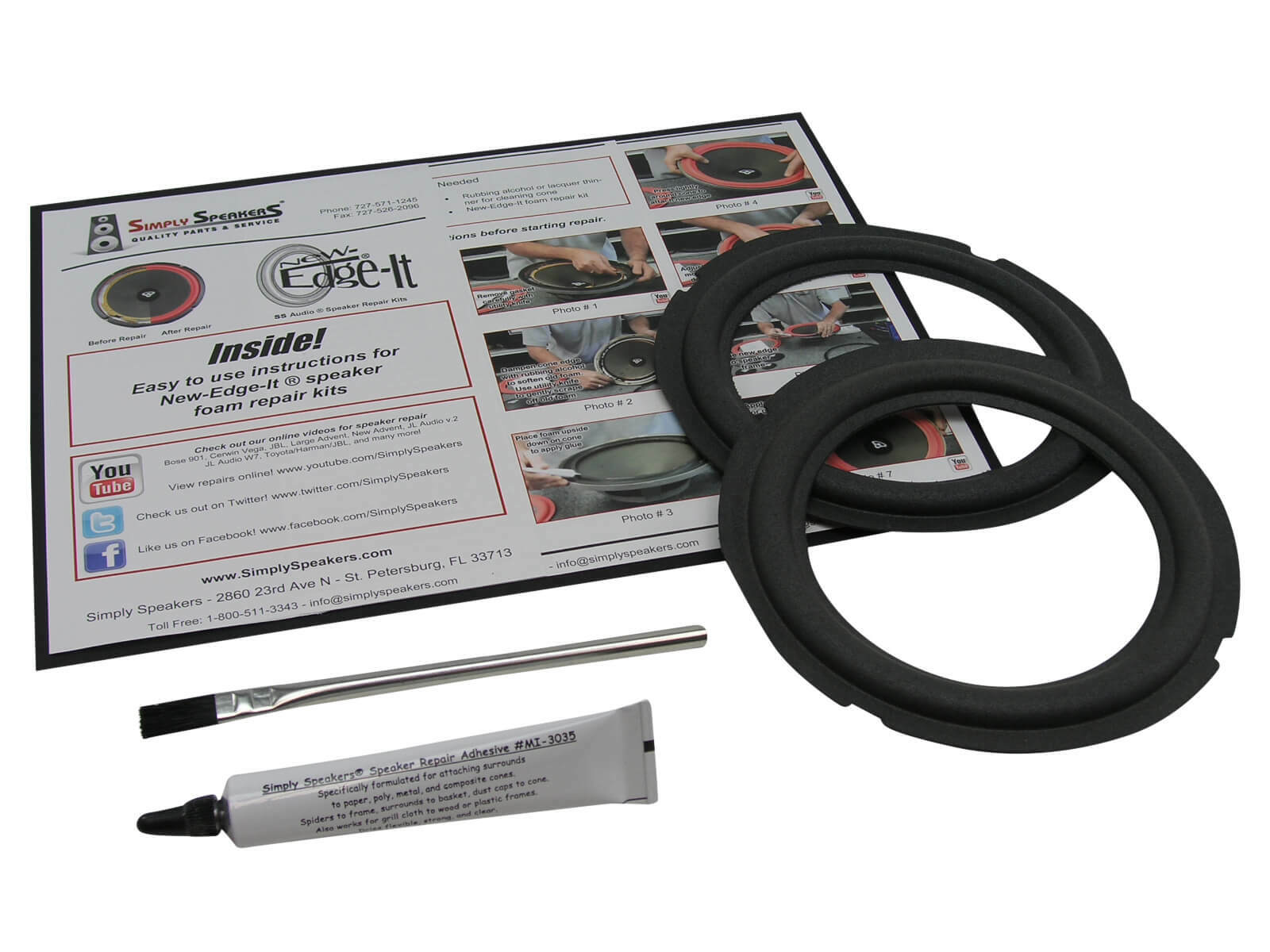 6" Foam Speaker Repair Kit, OD: 6", Cone: 4.375", FSK-614 (PAIR)