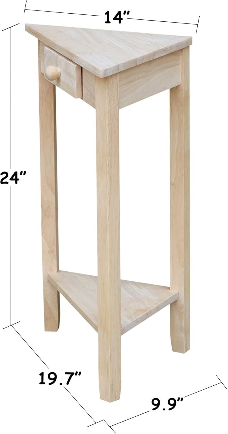 New Corner Accent Table Unfinished solid real wood sturdy parawood