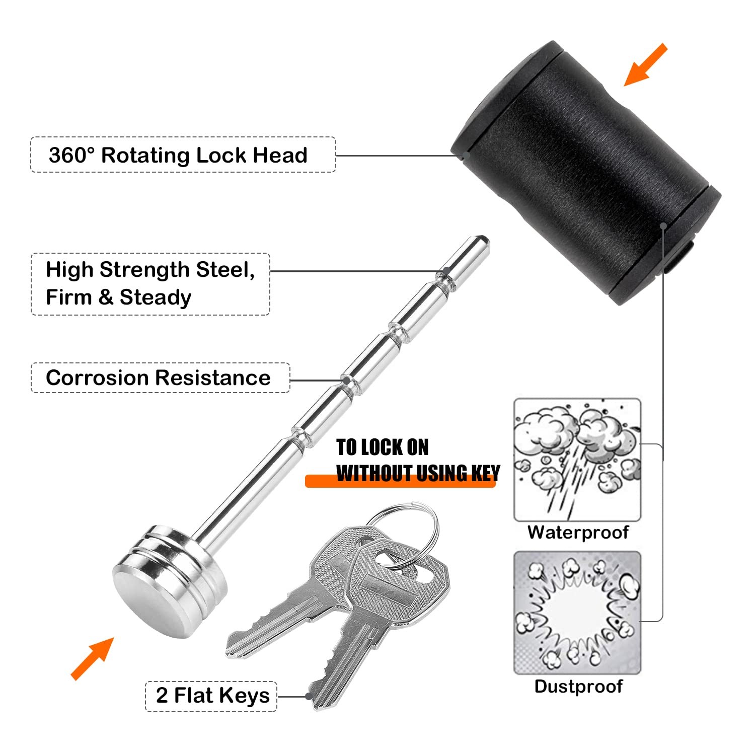CZC AUTO Trailer Tongue Coupler Lock Adjustable 1 Pack, Silver