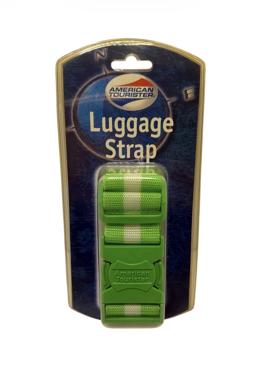 American Tourister Durable Woven Luggage Strap fits suitcases up to 72" Green
