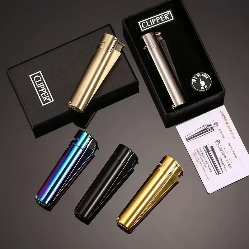 Clipper Metal Torch Lighter with Dust Cover Windproof Jet Blue Flame Cigarette L