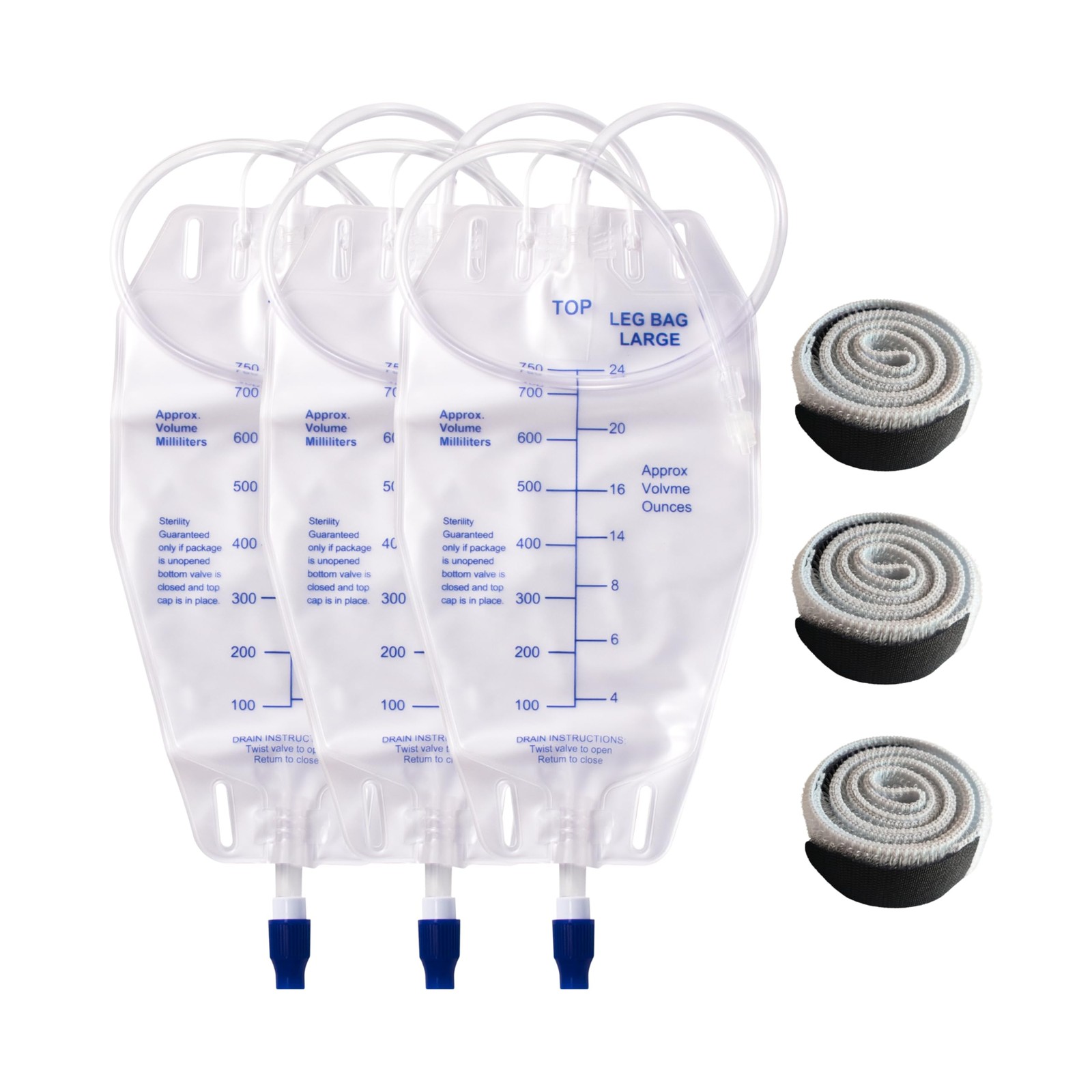 750ml Nephrostomy Drainage Bag with 24-inch Silicone Tubing, Twist Drain Valv.