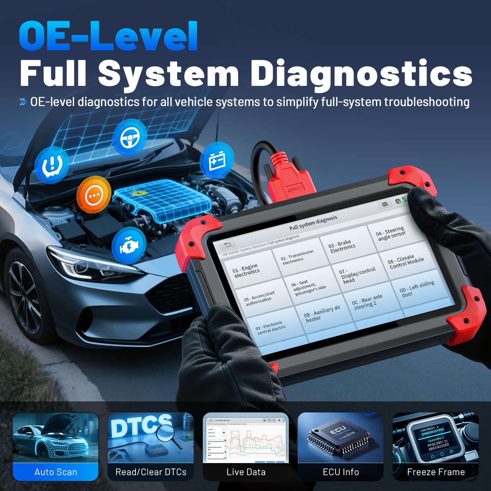 2026 XTOOL D7X V2.0 Diagnostic Tool Full System OBD2 Scanner Key Fob Programming