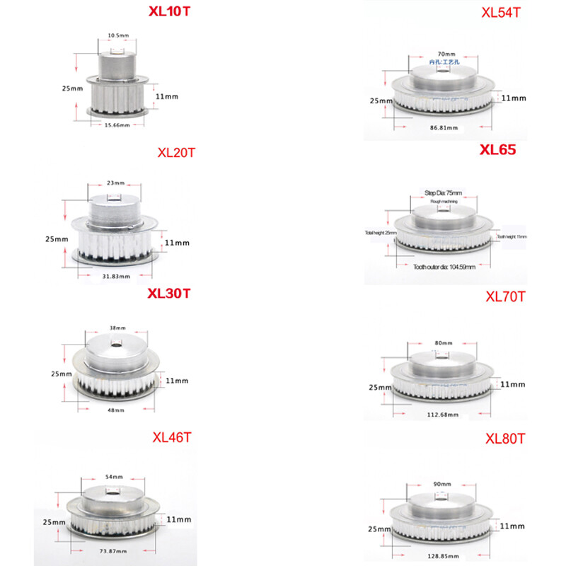 XL 10T-80T Teeth Timing Belt Pulley Synchronous Wheel For 10mm Width Timing Belt