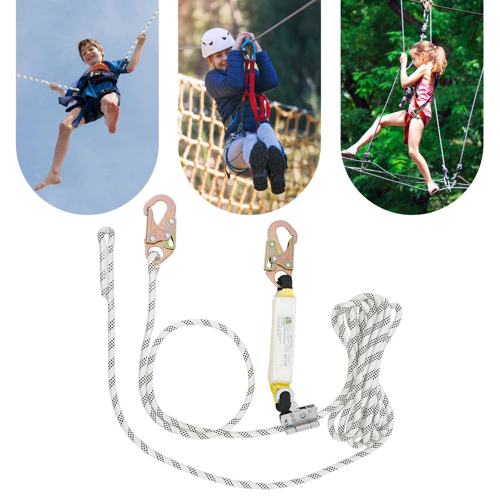 25ft Vertical Lifeline 3527.4lbs Lanyard Fall Arrester Protection Equipment Rope