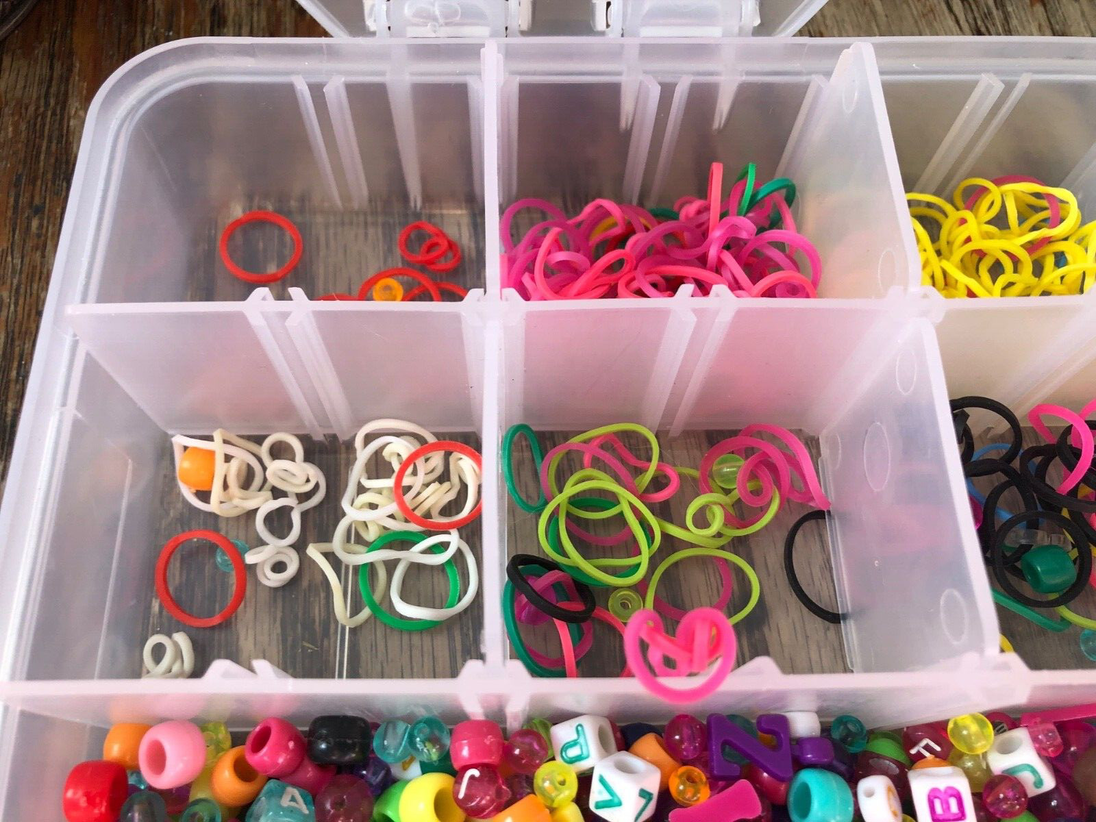 Bead Lot Multi Color Assortment w/ Clear Plastic Storage Box