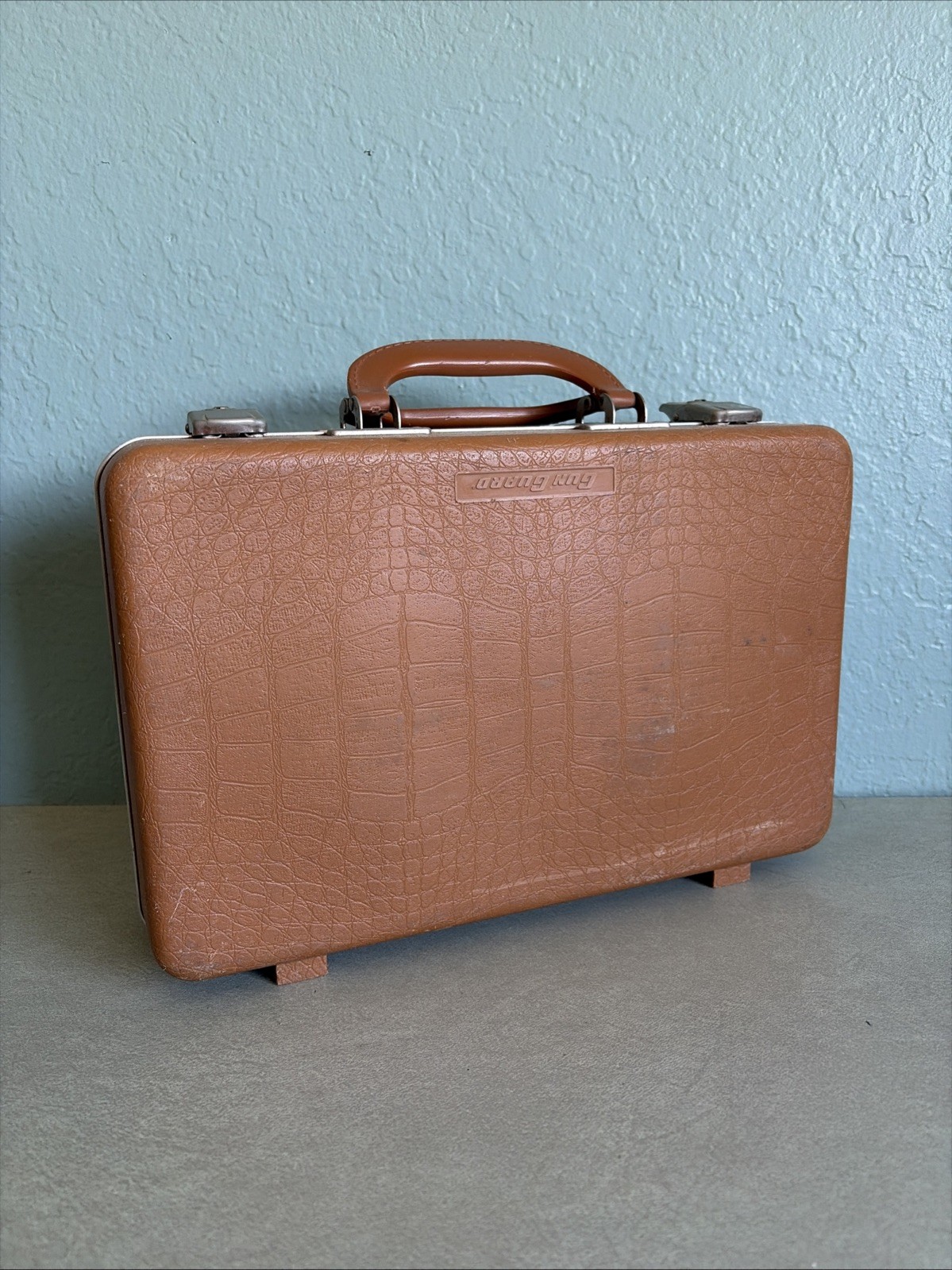 Vintage Gun Guard Pistol Hard Case Storage Transport Alligator Print No Key