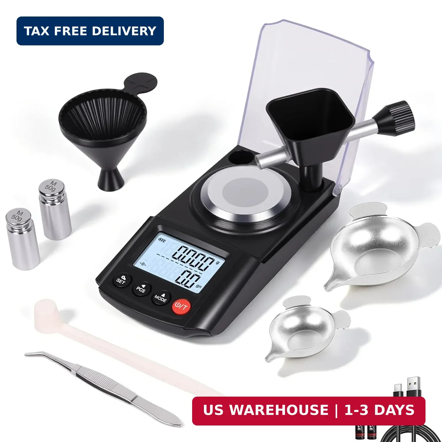 QP Reloading Scale 100g/0.001g, Grain & Milligram Scale for Powder Weighing | Di