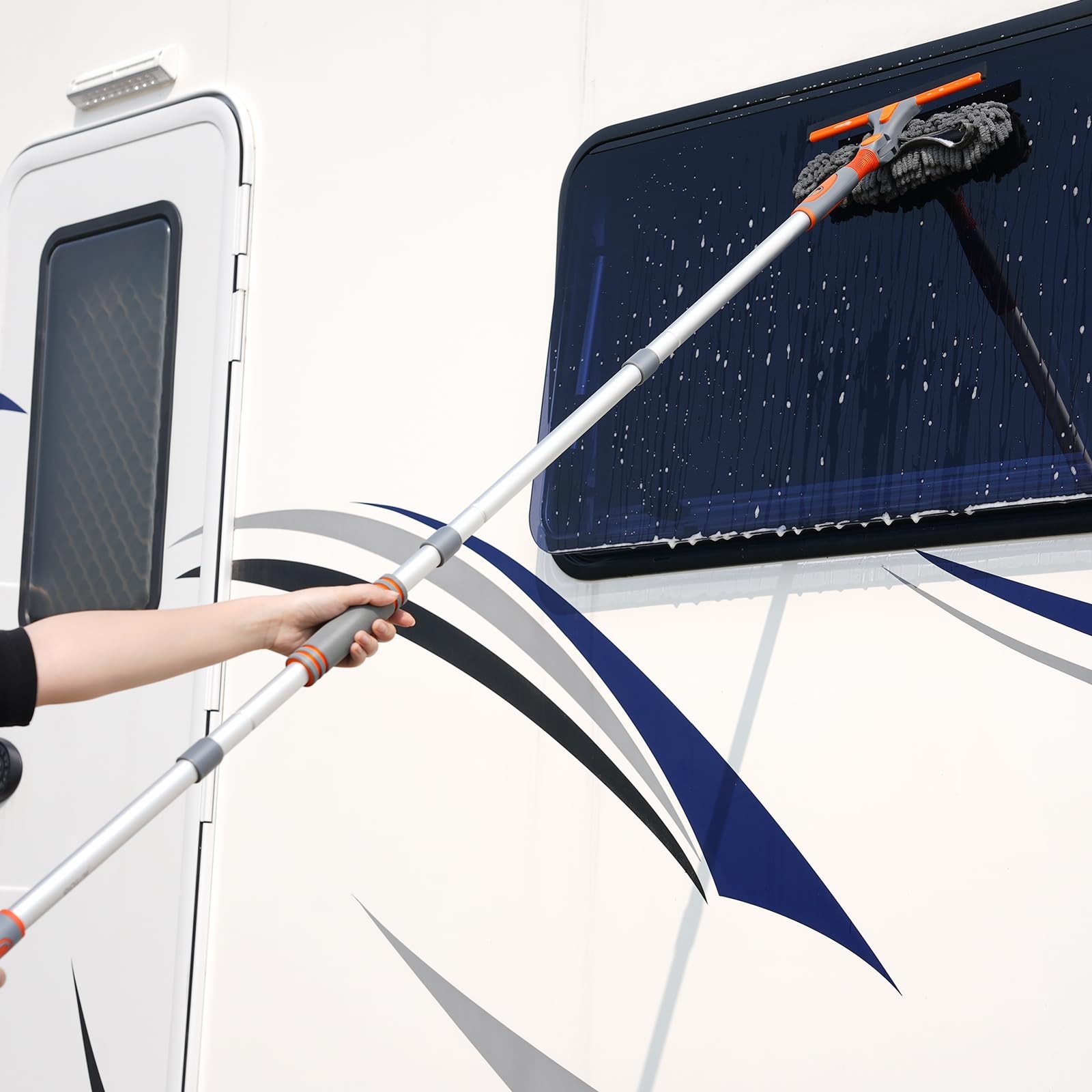 Eazer 89'' Squeegee Window Cleaner 2 in 1 89in, Orange, Gray, Silver