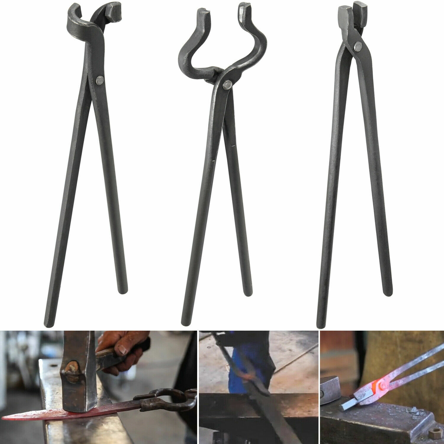 Knife Making Tongs Set Blacksmith Bladesmith Knife Tong Anvil Vise Forge 3pcs