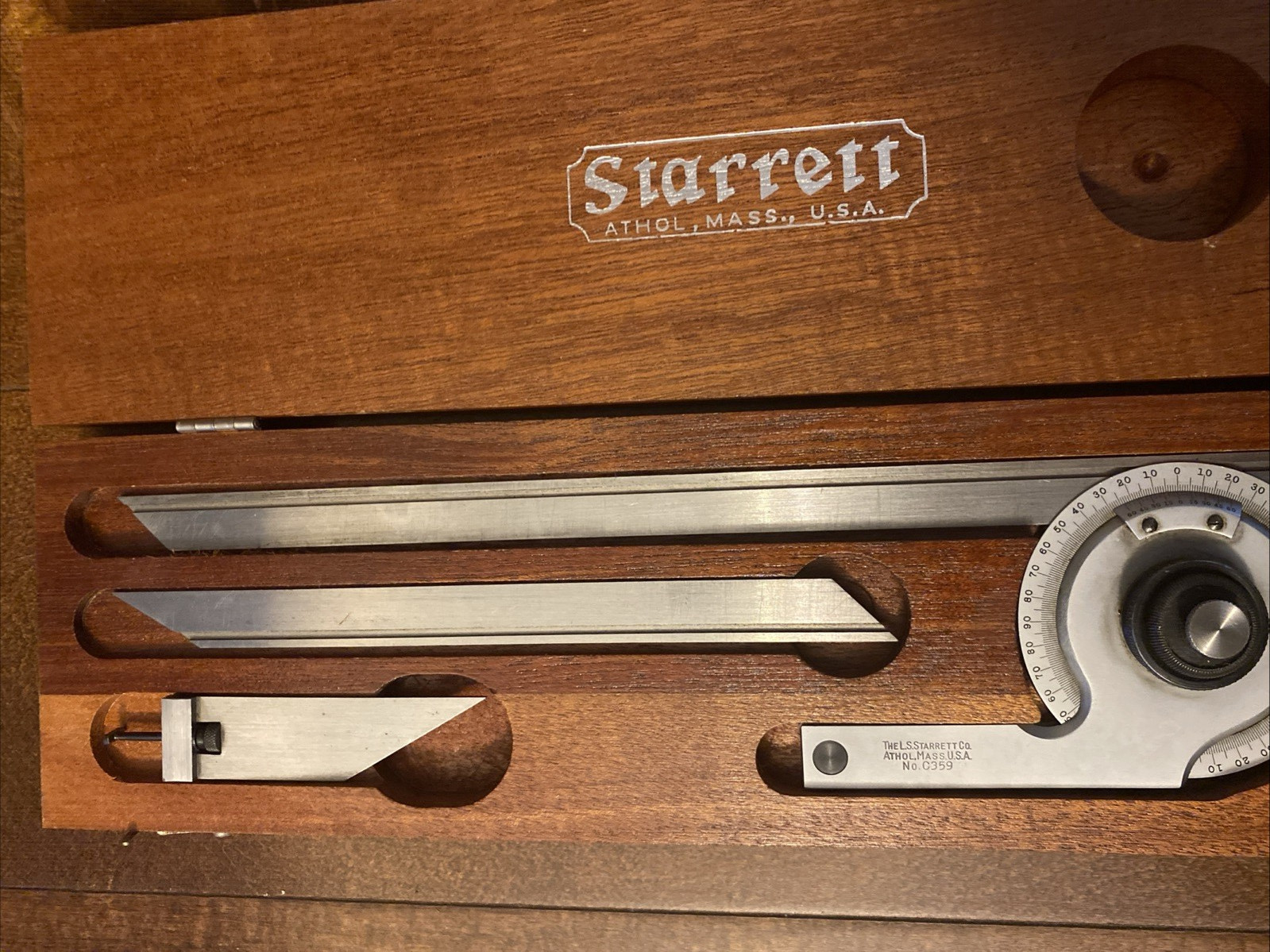 Starrett No. C359 Precision Universal Bevel Vernier Protractor, 7" & 12" Blades