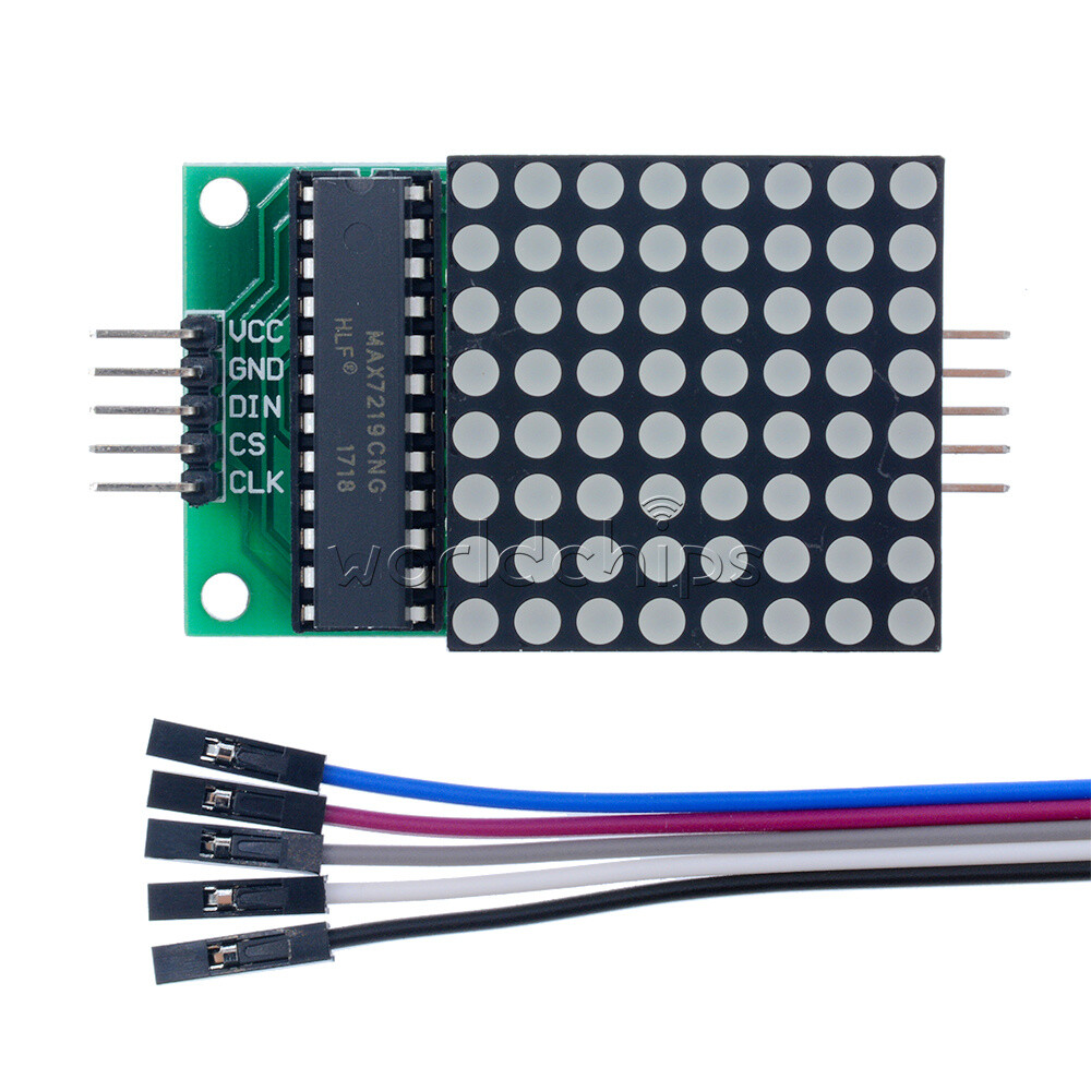 MAX7219 Red Light LED Dot Matrix Module Drive 8x8 Common Cathode Lattice + Cable