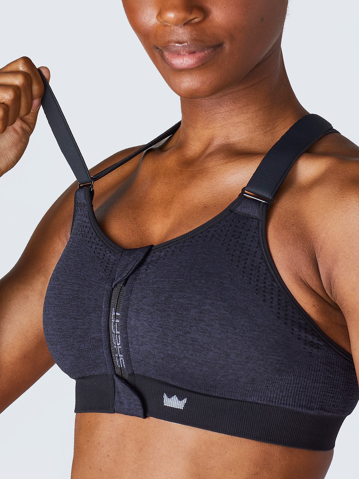SHEFIT Y - LOW Heathered Indigo Small Sports Bra Support Workout Activewear